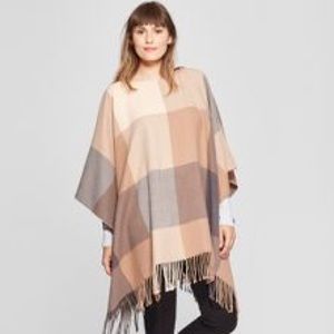 Plaid poncho